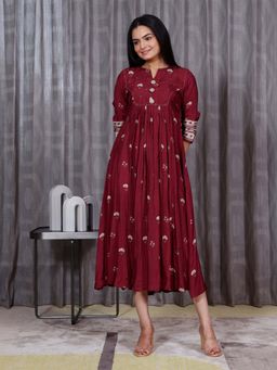 Sukruti Design - Chandni - Princess Cut Maroon Dress