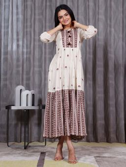 Sukruti Design - Chandni - Beige Tiered Dress