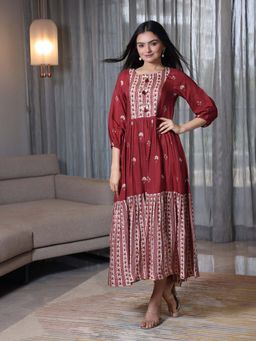 Sukruti Design - Chandni - Maroon Tiered Dress