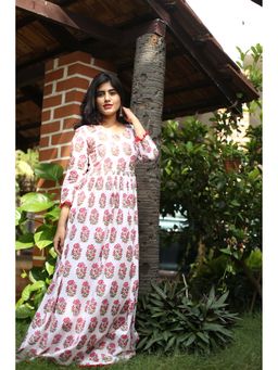Vinya - Mughal Rose Block Print Maxi Dress