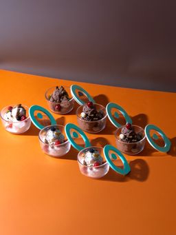 Glasafe - Borosilicate Glass Serving Bowls with Lid Green, 250Ml (Pack of 6)