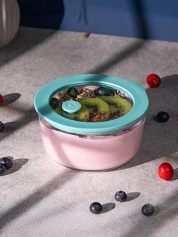 Glasafe - Borosilicate Glass Bowl With Lid For Serving & Mixing (Green, 500 Ml)