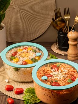 Glasafe - Borosilicate Glass Bowl With Lid For Serving & Mixing (Green, 1600 Ml)