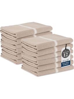 LANE LINEN - 100% Cotton Kitchen Towel Beige (Pack of 12)