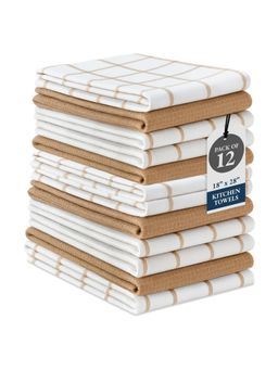 LANE LINEN - 100% Cotton Kitchen Towel Beige (Pack of 12)