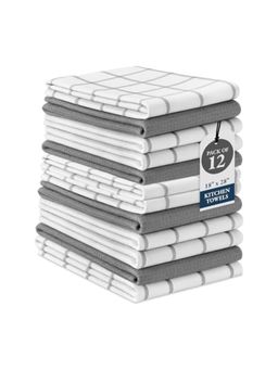 LANE LINEN - 100% Cotton Kitchen Towel Grey (Pack of 12)