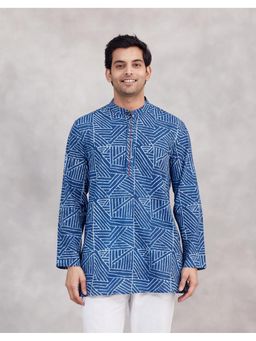 Fabindia - Indigo Geometric Printed Cotton Short Kurta