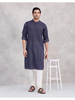 Fabindia - Navy Blue Cotton Woven Long Kurta