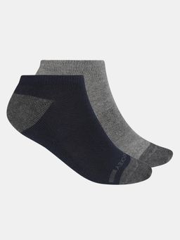 Jockey - 7506 Women Cotton Nylon Low Show Socks - Navy and Mid Grey Mel (Pack of 2)
