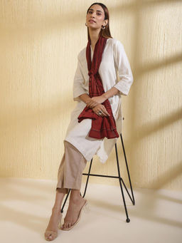 Fabindia - Maroon Cotton Embroidered Stole