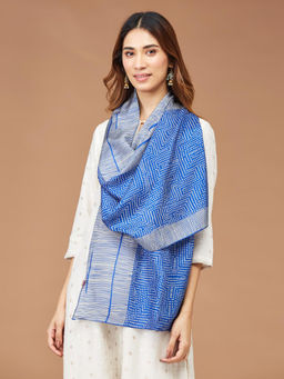 Fabindia - Royal Blue Silk Polka Dots Stole
