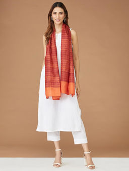 Fabindia - Rust Silk Printed Stole