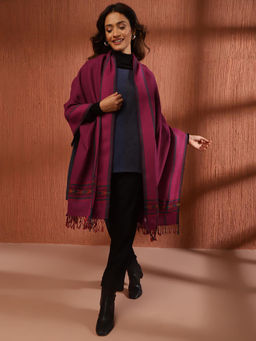 Fabindia - Magenta Wool Woven Stole