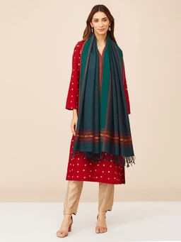Fabindia - Teal Wool Woven Stole