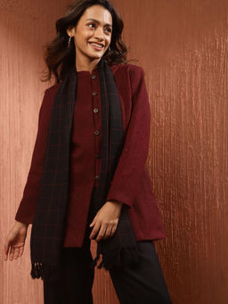 Fabindia - Black Wool Checked Muffler