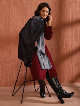 Fabindia - Black Grey Wool Blend Solid Stole