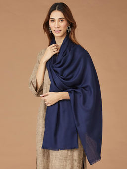 Fabindia - Navy Blue Wool Solid Stole