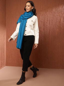 Fabindia - Teal Wool Solid Stole