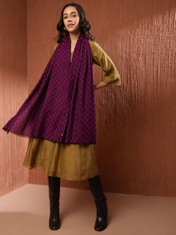 Fabindia - Purple Wool Geometric Stole