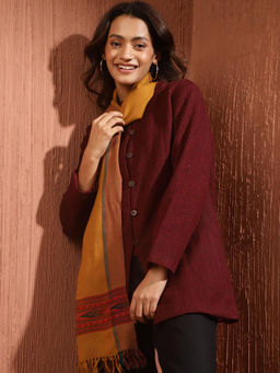 Fabindia - Mustard Wool Woven Muffler