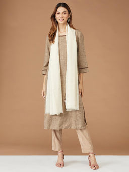 Fabindia - Off White Wool Checks Stole