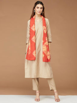 Fabindia - Rust Silk Printed Stole