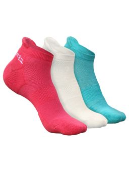 Heelium - Bamboo Ankle Socks for Women - 3 Pairs - Pink - Teal - White - Odour Free
