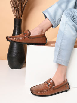 Carlton London - Tan Slip On Square Toe Men Loafers