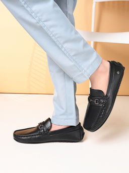 Carlton London - Black Slip On Square Toe Men Loafers