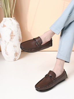 Carlton London - Brown Slip On Square Toe Men Loafers