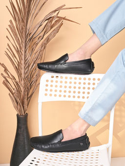 Carlton London - Black Slip On Square Toe Men Loafers