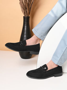 Carlton London - Black Slip On Round Toe Men Loafers