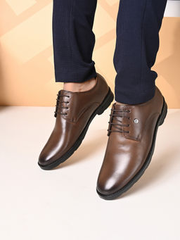 Carlton London - Brown Lace-Ups Round Toe Men Derbies