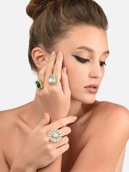 Zaveri Pearls - Set Of 3 Wedding Collection Adjustable Finger Rings-ZPFK11497