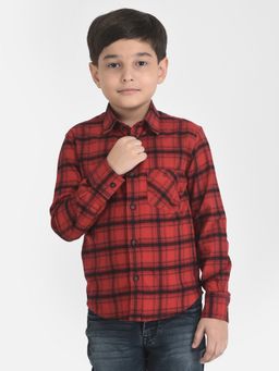 CRIMSOUNE CLUB - Boy Red Tartan Checked Shirt