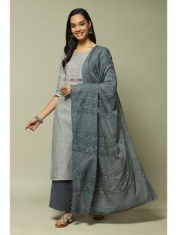 Biba - Grey Cotton Unstitched Suit (Set of 3)