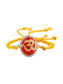 Estele - Gold Plated Eternal Om Designer Rakhi with Crystals & Fancy Silk Thread