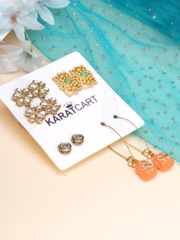 Karatcart - Set of 4 Handcrafted Kundan Earrings Combo for Women
