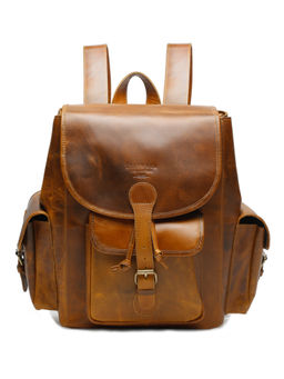 Teakwood - Unisex Brown Solid Leather Backpack