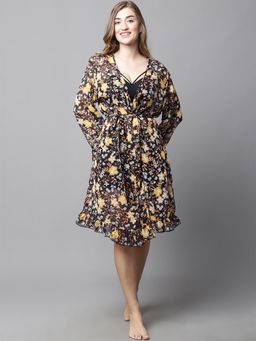 Secret Wish - Black & Yellow Floral Cover Up Shrug (Set of 2)
