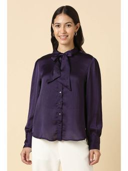 Allen Solly - Women Purple Solid Long Sleeves Shirt