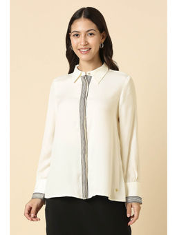 Allen Solly - Women Beige Stripe Long Sleeves Shirt