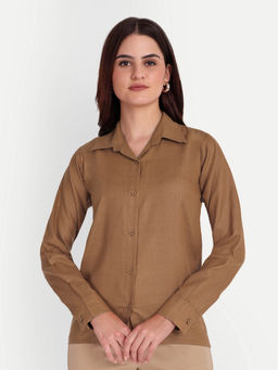 Fnocks - Women Brown Formal Shirt