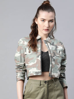 Popnetic - Women Multi-Color Pure Cotton Crop Jacket