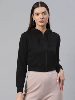 Popnetic - Women Black Solid Hoodie