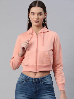 Popnetic - Women Pink Solid Hoodie