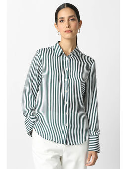 Van Heusen - Women White Striped Long Sleeves Formal Shirt