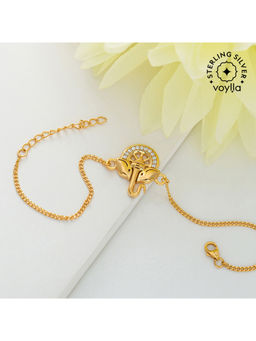 Voylla - 925 Sterling Silver Ganesha Micron Gold Plated Rakhi