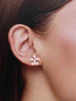 Kai Jewel - Sterling Rose Gold Floral Brilliance Stud Earrings