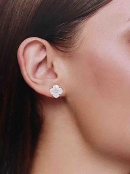 Kai Jewel - Sterling Silver Mother Of Pearl Flower Stud Earrings